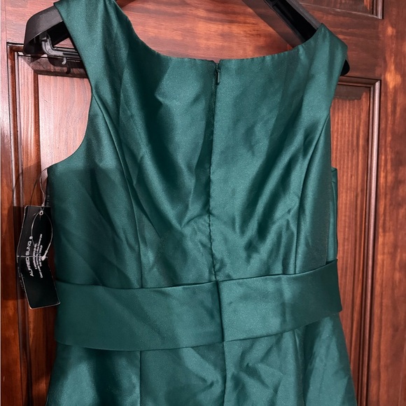 Alfred Sung Hunter Green  Off the Shoulder Satin Gown Size 14 $239 D811s - Picture 7 of 10